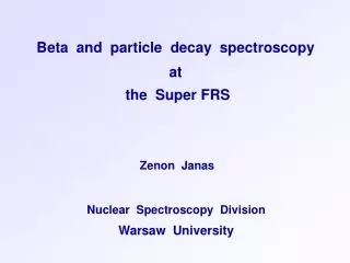 Beta and particle decay spectroscopy at the Super FRS