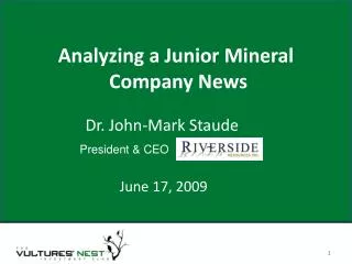 Analyzing a Junior Mineral Company News