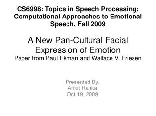 A New Pan-Cultural Facial Expression of Emotion Paper from Paul Ekman and Wallace V. Friesen