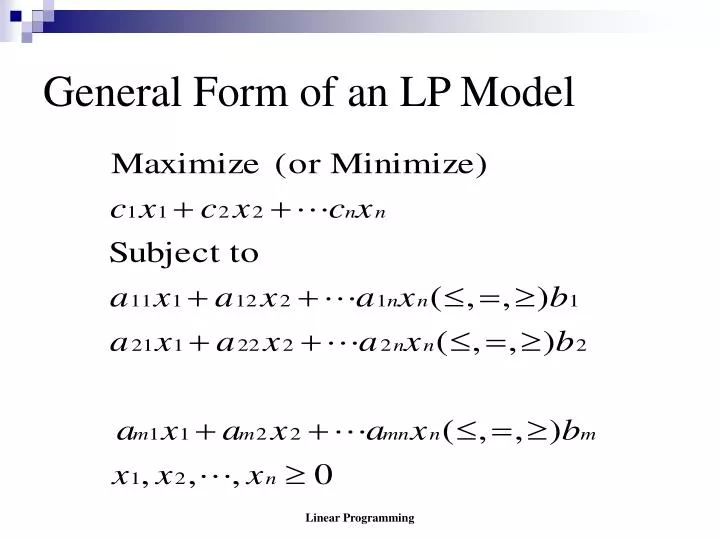general form of an lp model