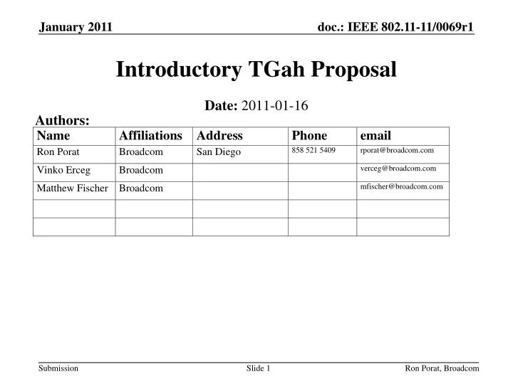 introductory tgah proposal