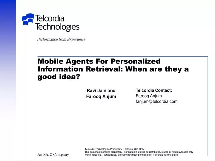 mobile agents for personalized information retrieval when are they a good idea