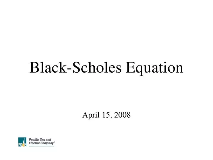 black scholes equation