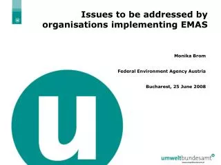 Issues to be addressed by organisations implementing EMAS