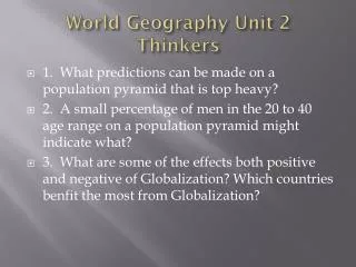 World Geography Unit 2 Thinkers