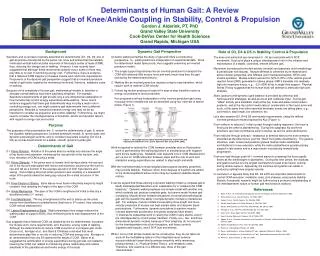 Determinants of Human Gait: A Review