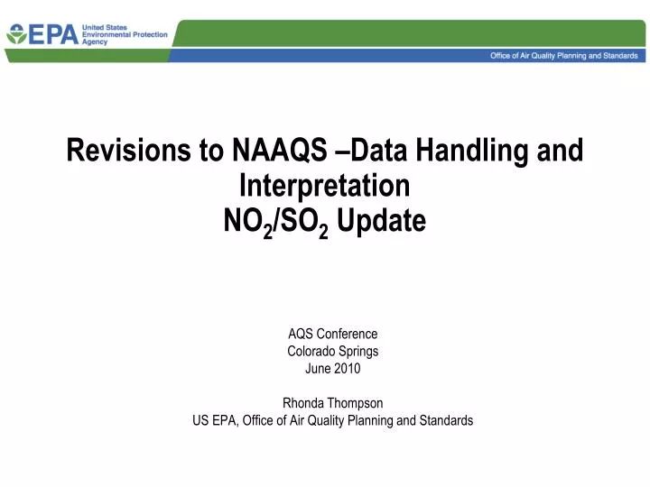 revisions to naaqs data handling and interpretation no 2 so 2 update