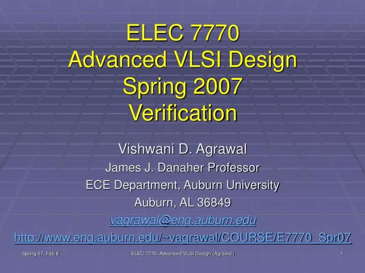 elec 7770 advanced vlsi design spring 2007 verification