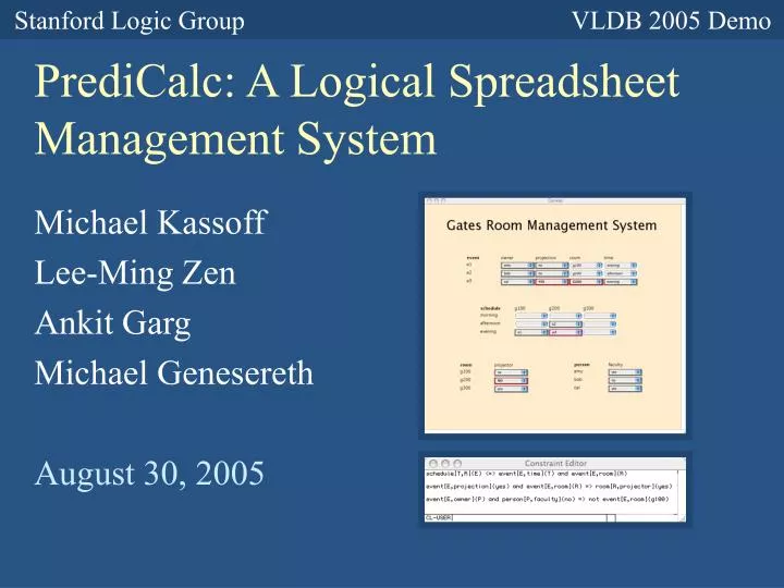 predicalc a logical spreadsheet management system
