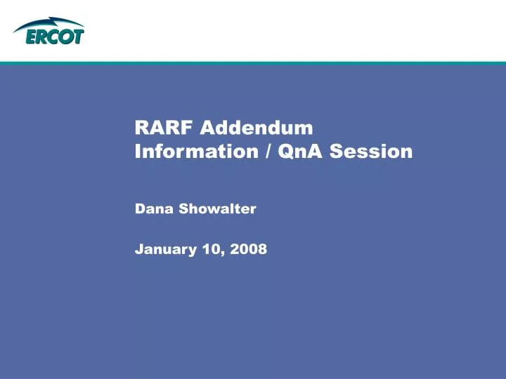 rarf addendum information qna session