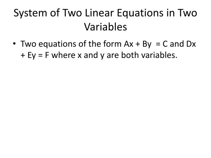 system of two linear equations in two variables