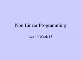 Non Linear Programming