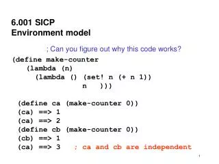 6.001 SICP Environment model