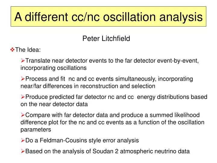a different cc nc oscillation analysis