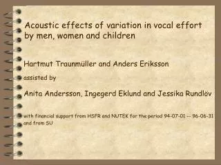 Acoustic effects of variation in vocal effort by men, women and children