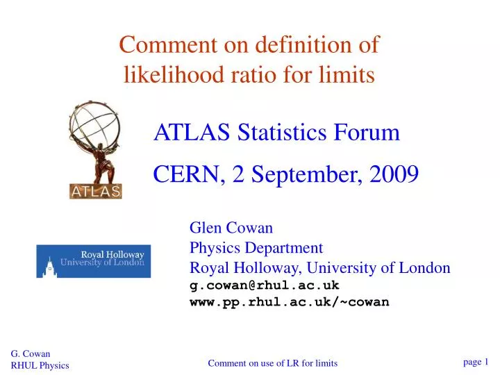 comment on definition of likelihood ratio for limits