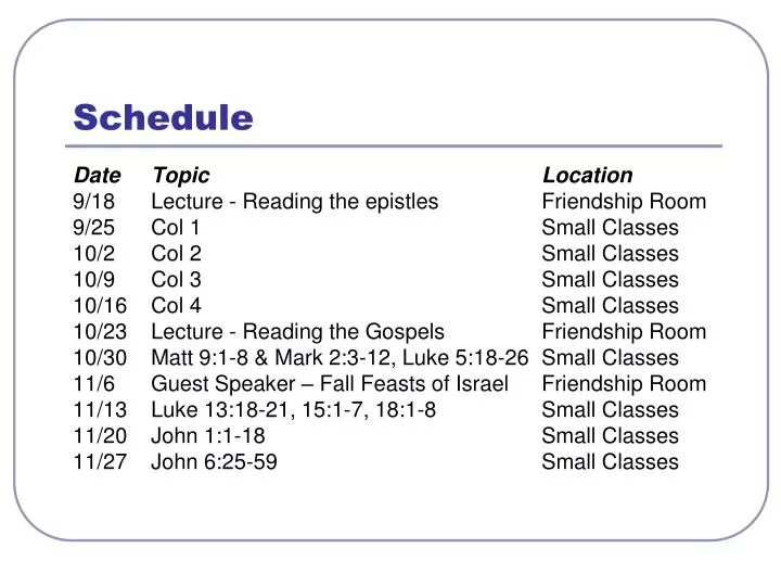 schedule