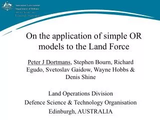 On the application of simple OR models to the Land Force