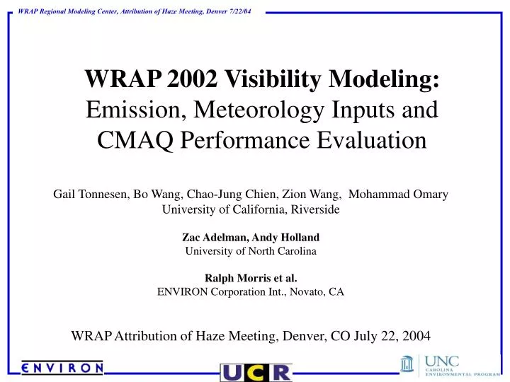 wrap 2002 visibility modeling emission meteorology inputs and cmaq performance evaluation