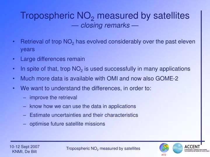 tropospheric no 2 measured by satellites closing remarks