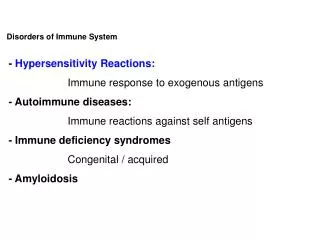 Disorders of Immune System