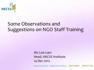 Some Observations and Suggestions on NGO Staff Training