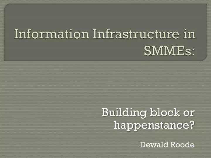 information infrastructure in smmes