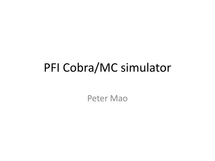 pfi cobra mc simulator