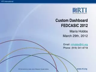 Custom Dashboard FEDCASIC 2012