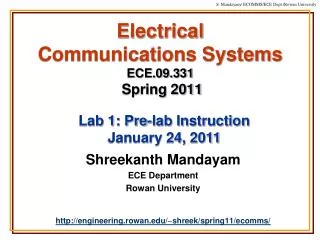 Electrical Communications Systems ECE.09.331 Spring 2011