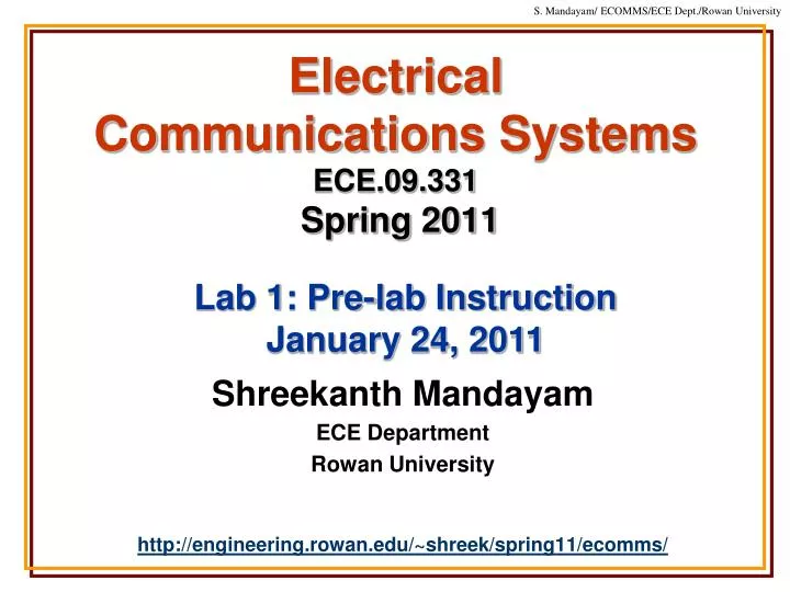 electrical communications systems ece 09 331 spring 2011
