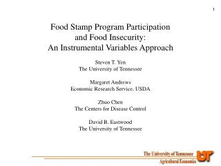Food Stamp Program Participation and Food Insecurity: An Instrumental Variables Approach