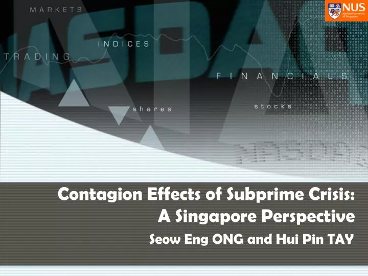 contagion effects of subprime crisis a singapore perspective