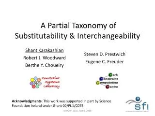 A Partial Taxonomy of Substitutability &amp; Interchangeability
