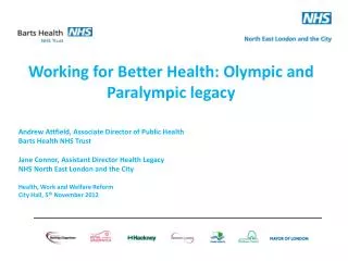 Working for Better Health: Olympic and Paralympic legacy