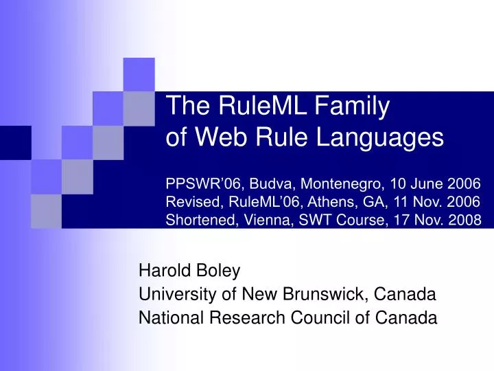 harold boley university of new brunswick canada national research council of canada