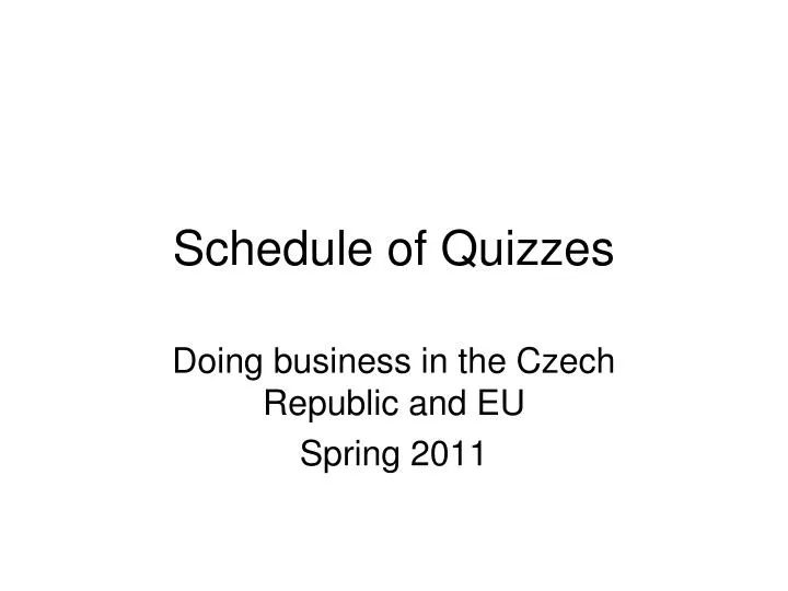 schedule of quizzes