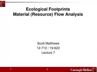 Ecological Footprints Material (Resource) Flow Analysis