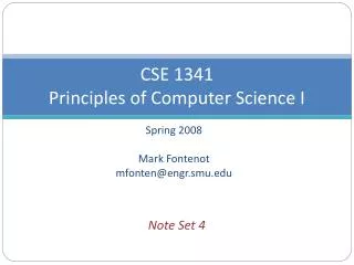 CSE 1341 Principles of Computer Science I