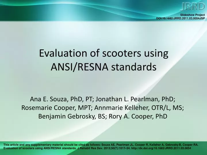 evaluation of scooters using ansi resna standards