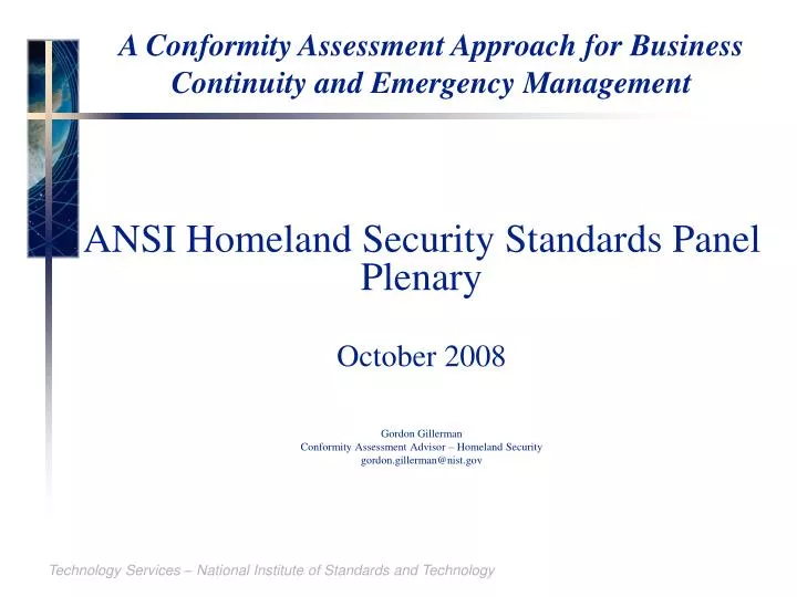 a conformity assessment approach for business continuity and emergency management
