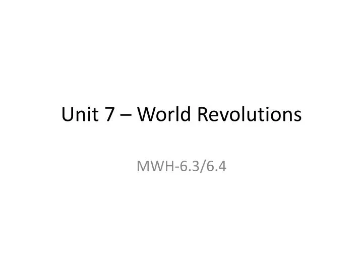 unit 7 world revolutions