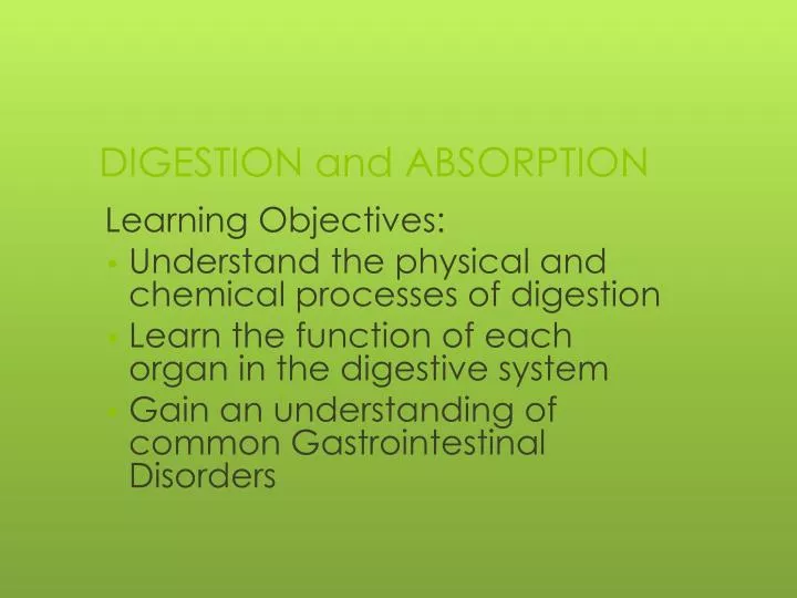 digestion and absorption