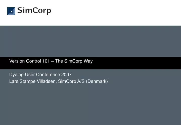 version control 101 the simcorp way