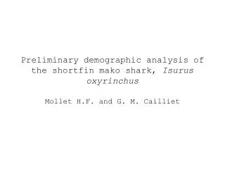 Preliminary demographic analysis of the shortfin mako shark, Isurus oxyrinchus