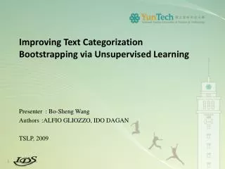 Improving Text Categorization Bootstrapping via Unsupervised Learning