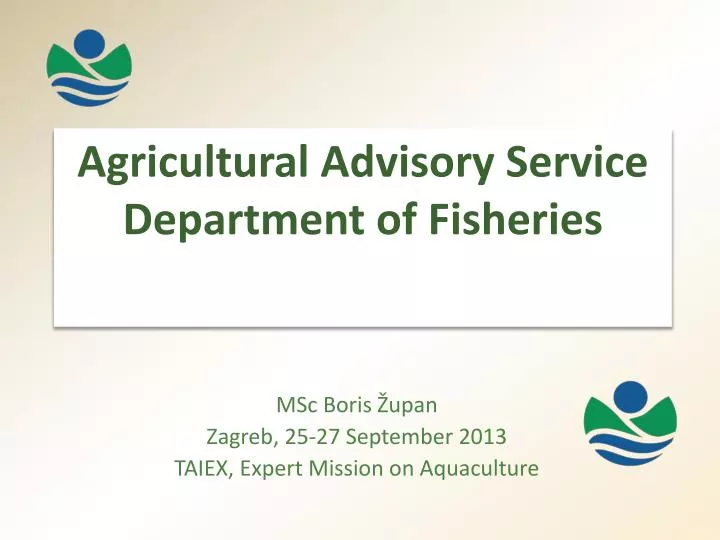 agricultural advisory service department of fisheries