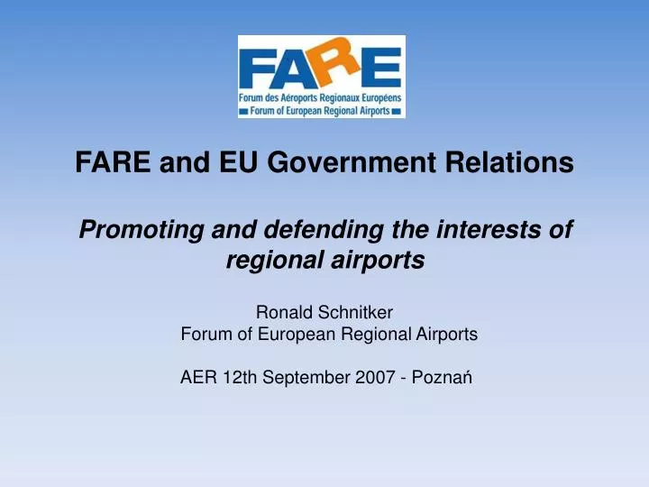 fare and eu government relations promoting and defending the interests of regional airports