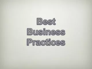 Best Business Practices