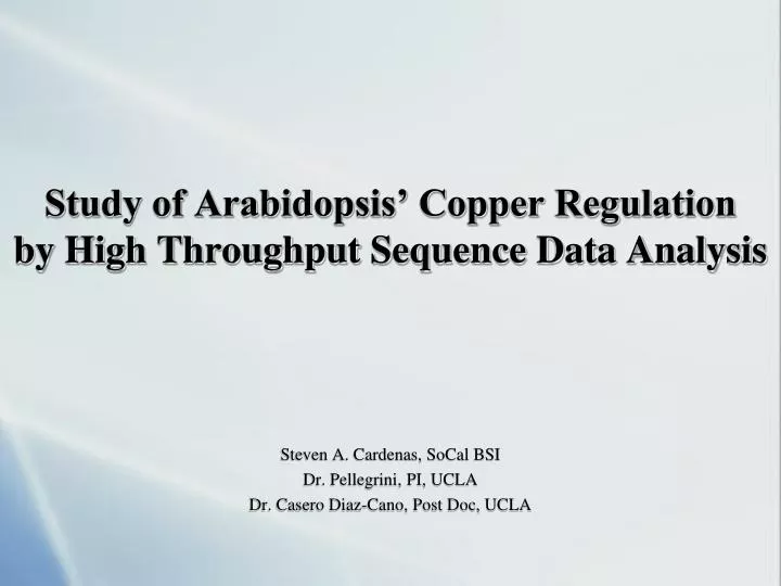 study of arabidopsis copper regulation by high throughput sequence data analysis